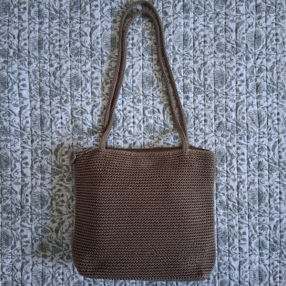 The Sak Taupe Crochet Shoulder Bag Purse